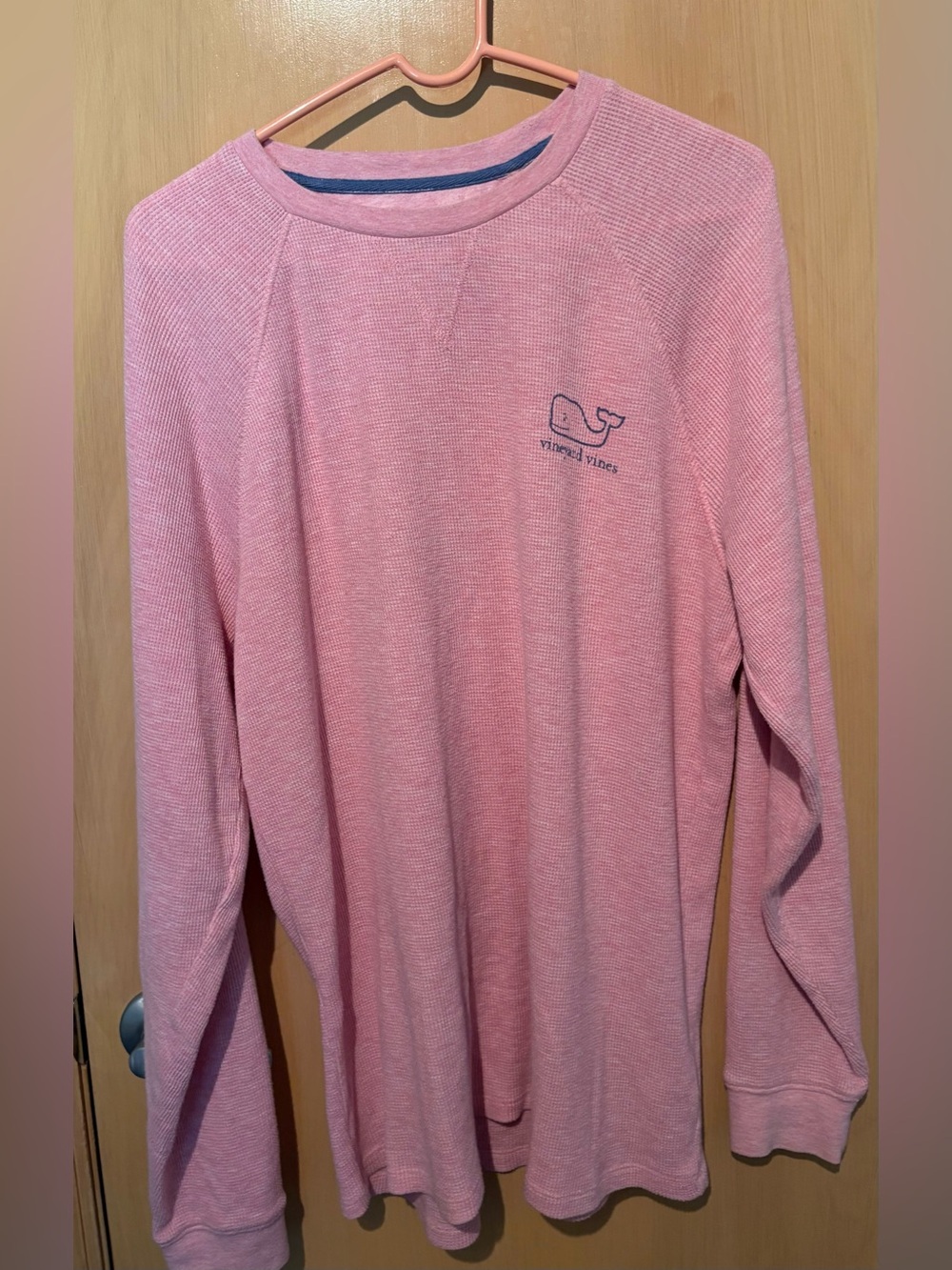 Vineyard Vines Mens L Pink Long Sleeve Crew Neck Knit Whale Logo Thermal Shirt